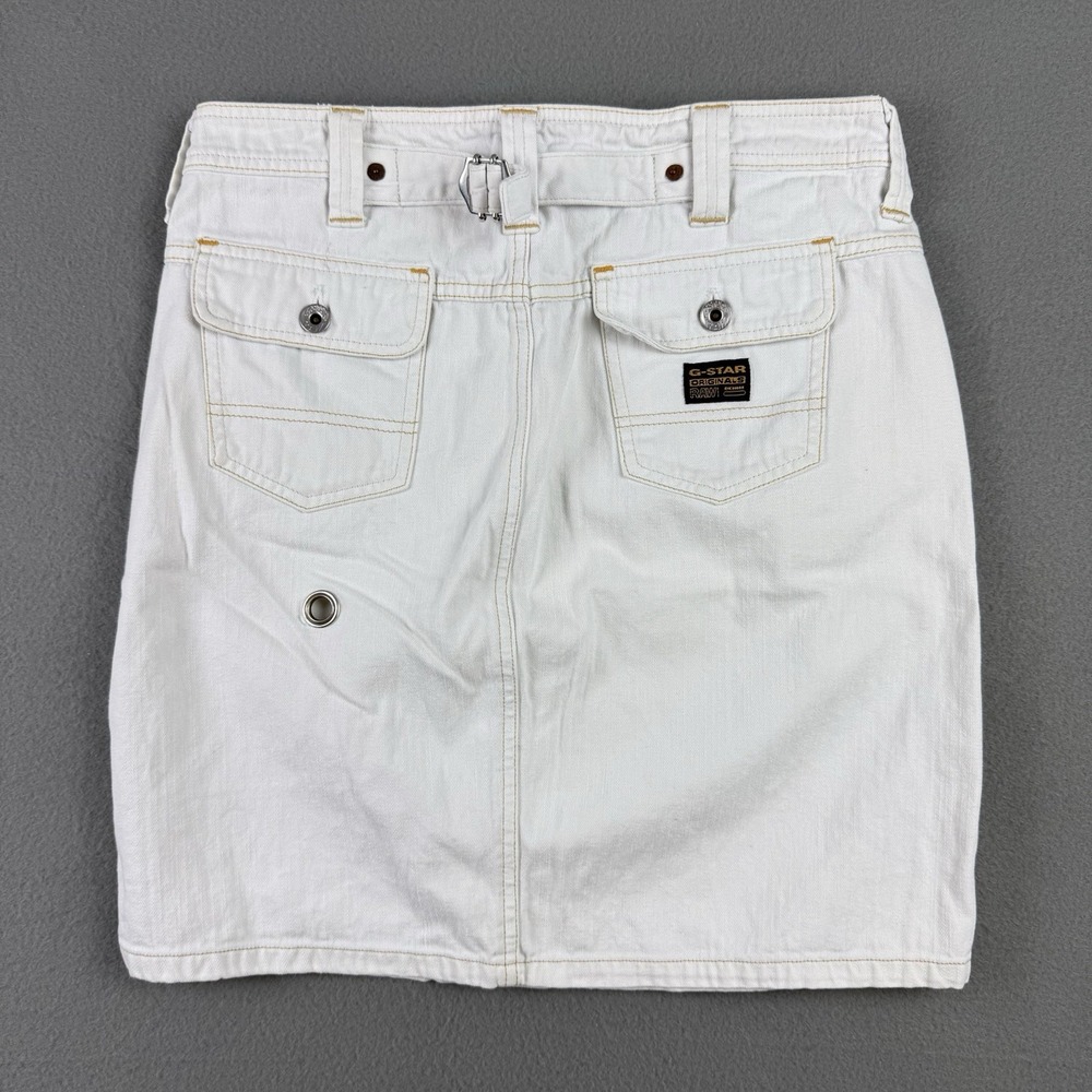 Y2K G-Star Raw Originals Denim Skirt Womens Small‎ White Buckle Back